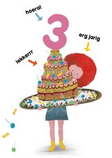Verjaardagskaart voor jongen of meisje taart met lolly's