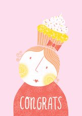 Verjaardagskaart vrouw cupcake roze