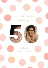 Verjaardagskaart vrouw fotocollage '50' met confetti