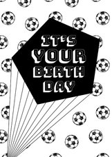 Verjaardagskaart zwartwit voetballen