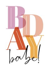 Verjaardagskaartje trendy kleuren bday babe