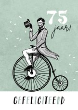 Vintage verjaardagskaart man fiets retro confetti
