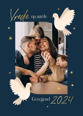 Vredesduif christelijk fotokaart sterren goud kerst