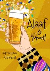 Vrolijke carnavalskaart illustratie biertje proost alaaf