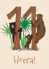 Vrolijke felicitatiekaart voor kind met beren en 11 jaar