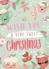 Vrolijke kerstkaart met zoete illustraties 'sweet christmas'