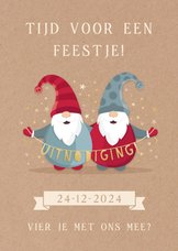 Vrolijke uitnodiging voor een kerstfeest met kerstkabouters 