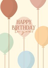 Vrolijke verjaardagskaart met gekleurde ballonnen 
