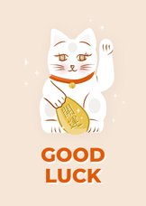 Vrolijke wenskaart met lucky cat good luck