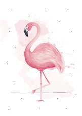 Wenskaart handgeschilderde roze flamingo