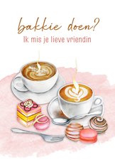 Wenskaart koffie met taartjes