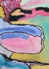 Wenskaart van een abstract kunstwerk met pastelkleuren