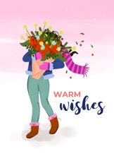 Wenskaart warm wishes boeket bloemen