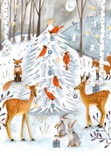 Winter wonderland dieren illustratie