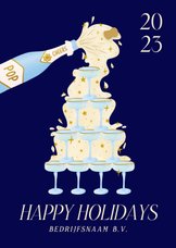 Zakelijke kaart voor de feestdagen met champagnetoren
