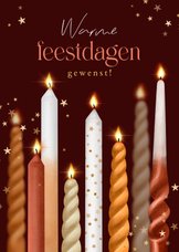 Zakelijke kerstkaart kaarsen lichtpuntjes bedankt feestdagen