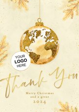 Zakelijke kerstkaart met wereldbol goud internationaal