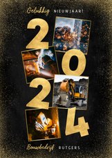 Zakelijke nieuwjaarskaart gouden 2024 en foto's