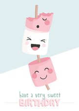 Zoete felicitatiekaart met illustratie van marshmallows
