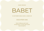 Geboortekaartje abstracte bloemen naturel golvende vorm Achterkant