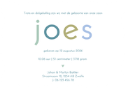 Geboortekaartje gekleurde naam met groene blokjes wave vorm Achterkant