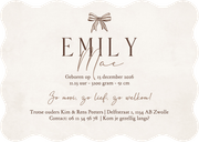 Geboortekaartje wave strikje beige gestreept stijlvol lief Achterkant