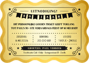 Grappige uitnodiging verjaardag feest gouden ticket Achterkant