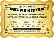 Grappige uitnodiging verjaardag feest gouden ticket Achterkant