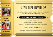 Grappige uitnodiging VIP ticket kerstdiner voor familie Achterkant