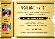 Grappige uitnodiging VIP ticket kerstdiner voor familie Achterkant