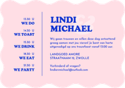 Hippe golvende trouwkaart minimalistisch Achterkant