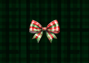 Kerstkaart kerstkrans kerstballen ruiten strik en foto Achterkant