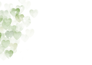 Lief geboortekaartje hartjes waterverf groen goudfolie Achterkant