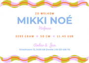 Minimalistisch geboortekaartje unisex met blokjes en wave Achterkant