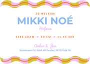 Minimalistisch geboortekaartje unisex met blokjes en wave Achterkant