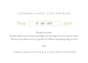 Moderne Save the Date kaart met eigen foto en golfrand Achterkant