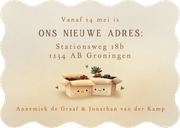 Samenwonen verhuiskaart met 2 verhuisdozen met oogjes Achterkant