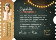 Ticket communie wegwijzers hartjes krijtbord goud Achterkant