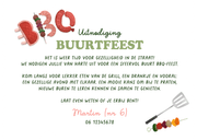 Ticket uitnodiging BBQ buurtfeest borrel buren tuinfeest Achterkant