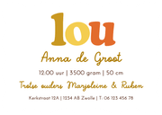 Trendy geboortekaartje wave kleurrijk blokpatroon stoer Achterkant