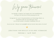 Trouwkaart hip met golvende rand - olijfgroen met namen Achterkant