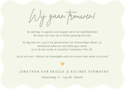 Trouwkaart hip met golvende rand - olijfgroen met namen Achterkant