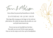 Trouwkaart lijnillustratie botanische blad goud wave Achterkant