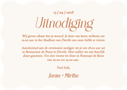 Trouwkaart met lichtblauwe blokjes en foto golvende rand Achterkant