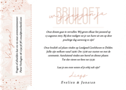 Trouwkaart ticket met roze marmer en hartjes Achterkant