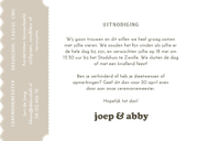 Trouwkaart uitnodiging ticket minimalistisch beige Achterkant
