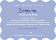 Uitnodiging doop golvend foto & initaal blauw Achterkant