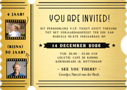 V.I.P. ticket uitnodiging verjaardag feestje in ticket vorm Achterkant