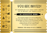 VIP Ticket met golfrandje - grappige trouwkaart uitnodiging Achterkant