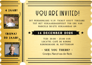 V.I.P. ticket uitnodiging verjaardag feestje in ticket vorm Achterkant